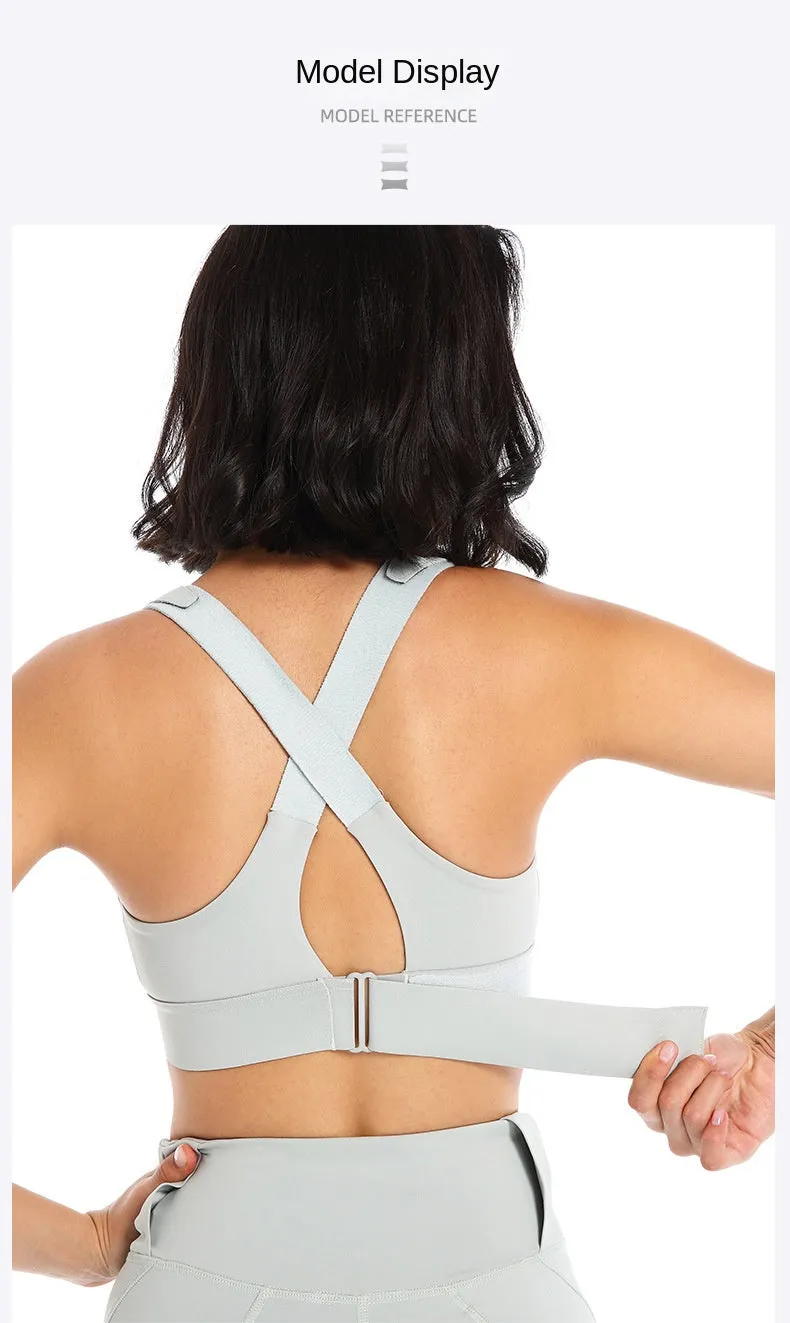 Front Zipper Sports Bra Gym Plus Size 5XL Velcro Adjustable Fitness Yoga Shockproof High Support All-in-one Bras Top
