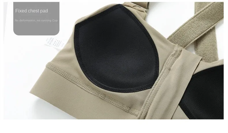Front Zipper Sports Bra Gym Plus Size 5XL Velcro Adjustable Fitness Yoga Shockproof High Support All-in-one Bras Top