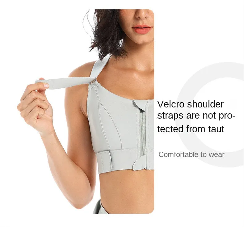 Front Zipper Sports Bra Gym Plus Size 5XL Velcro Adjustable Fitness Yoga Shockproof High Support All-in-one Bras Top