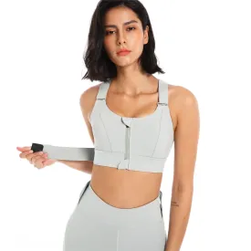 Front Zipper Sports Bra Gym Plus Size 5XL Velcro Adjustable Fitness Yoga Shockproof High Support All-in-one Bras Top