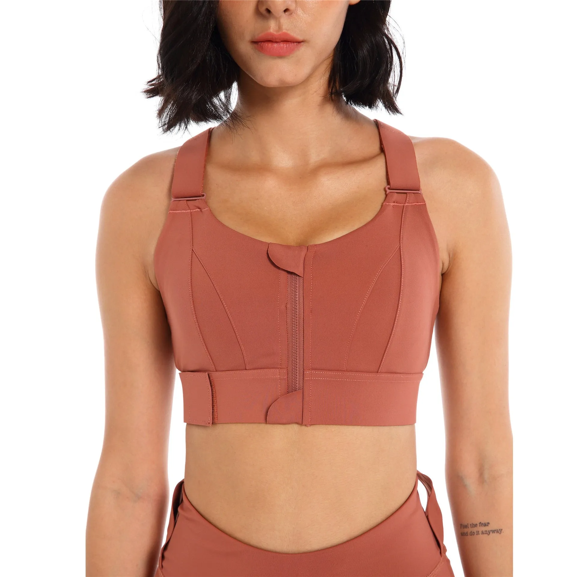 Front Zipper Sports Bra Gym Plus Size 5XL Velcro Adjustable Fitness Yoga Shockproof High Support All-in-one Bras Top