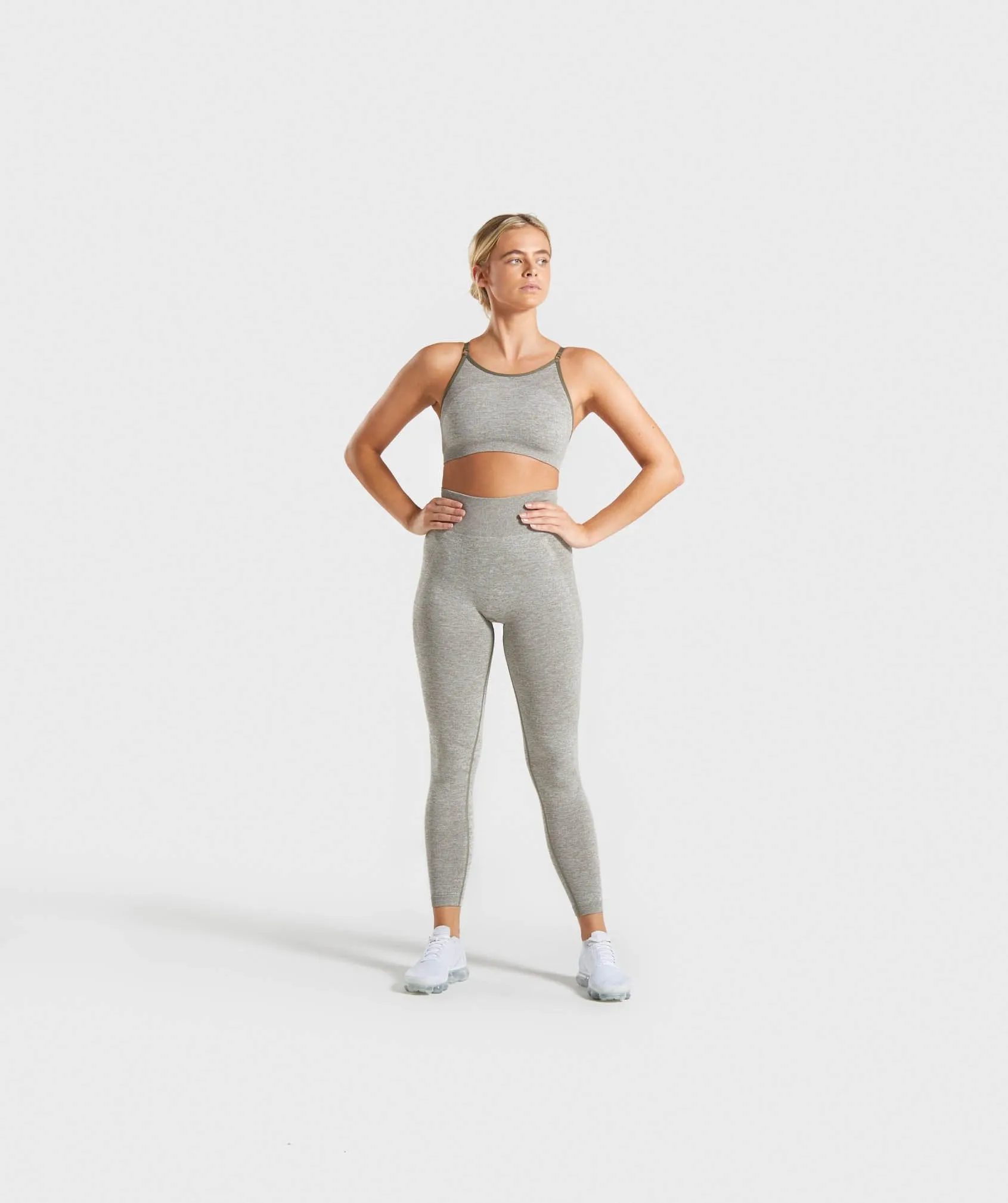 Gymshark Flex Strappy Sports Bra - Khaki Marl/Taupe