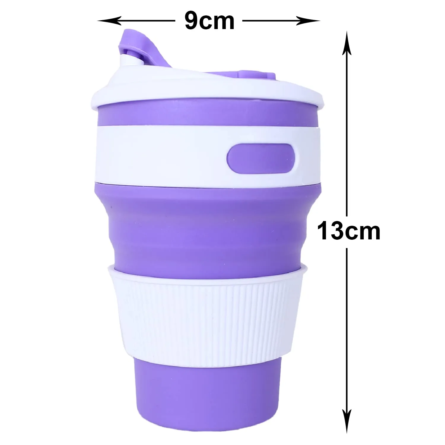 Kuber Industries Collapsible Coffee Cup|Silicone Portable Travel Coffee Mug|Camping Cup with Lid for Travel,Hiking Outdoors,350 ML,Pack of 2 (Purple)