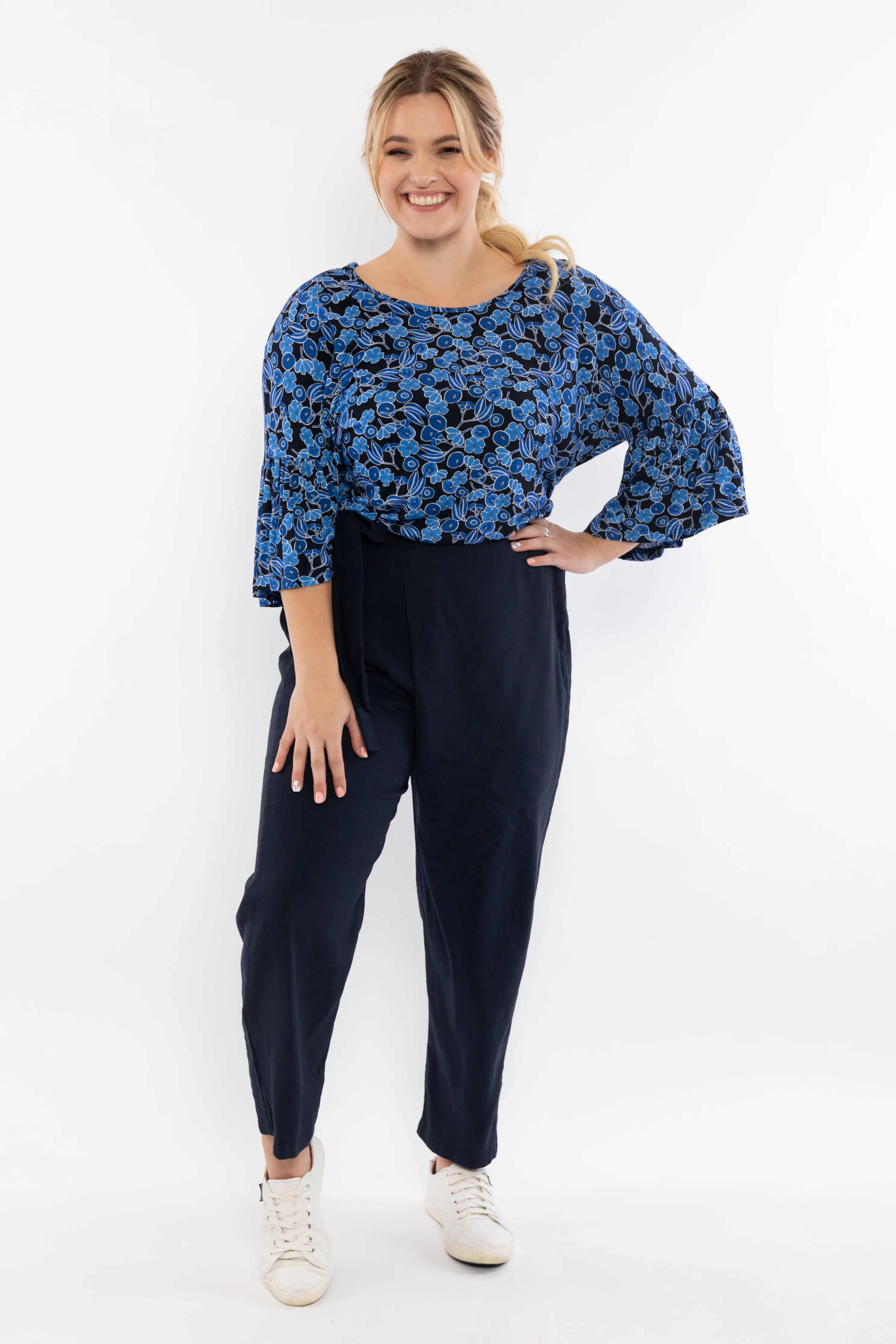 Melody Pleat Pant | Navy | FINAL SALE