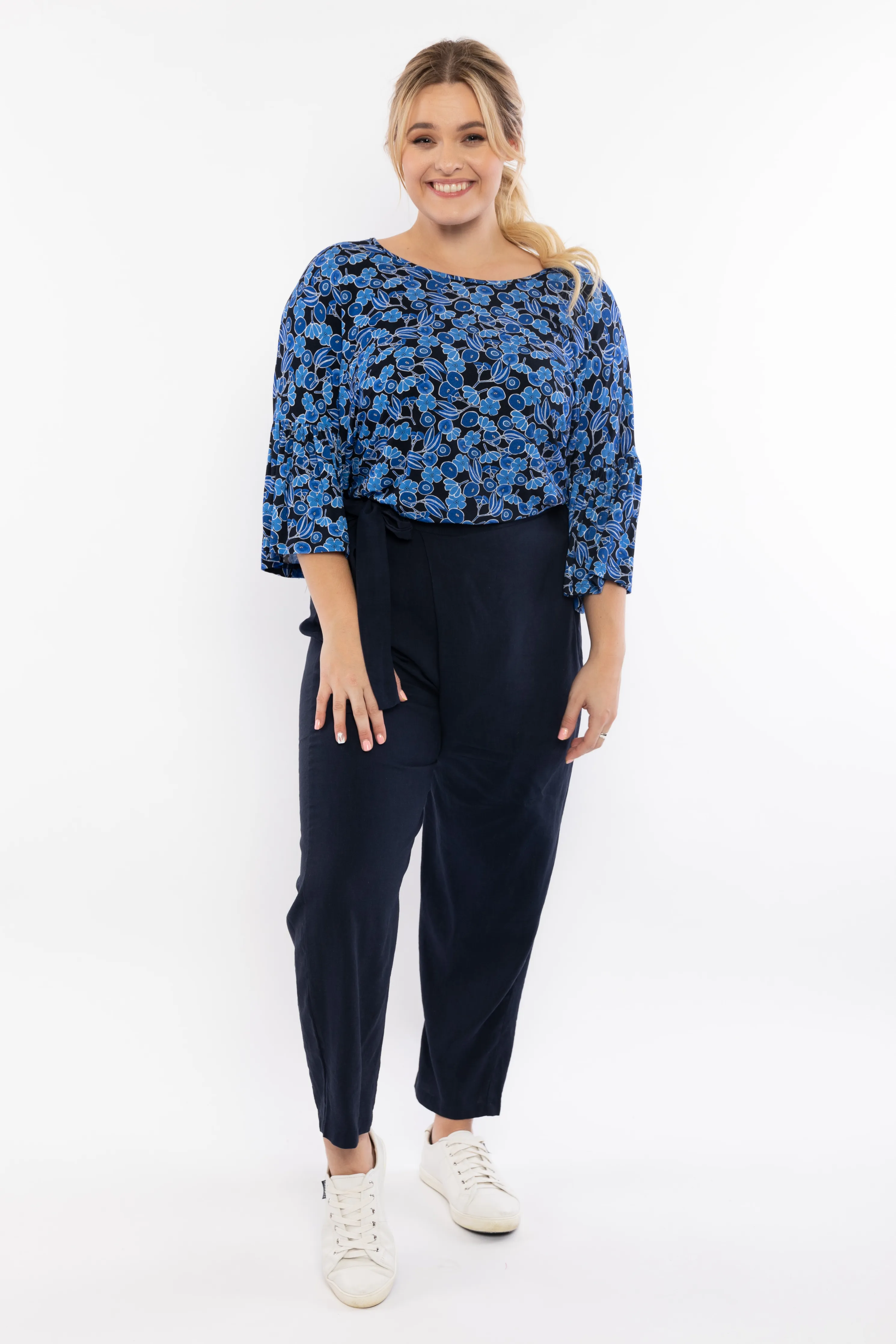 Melody Pleat Pant | Navy | FINAL SALE