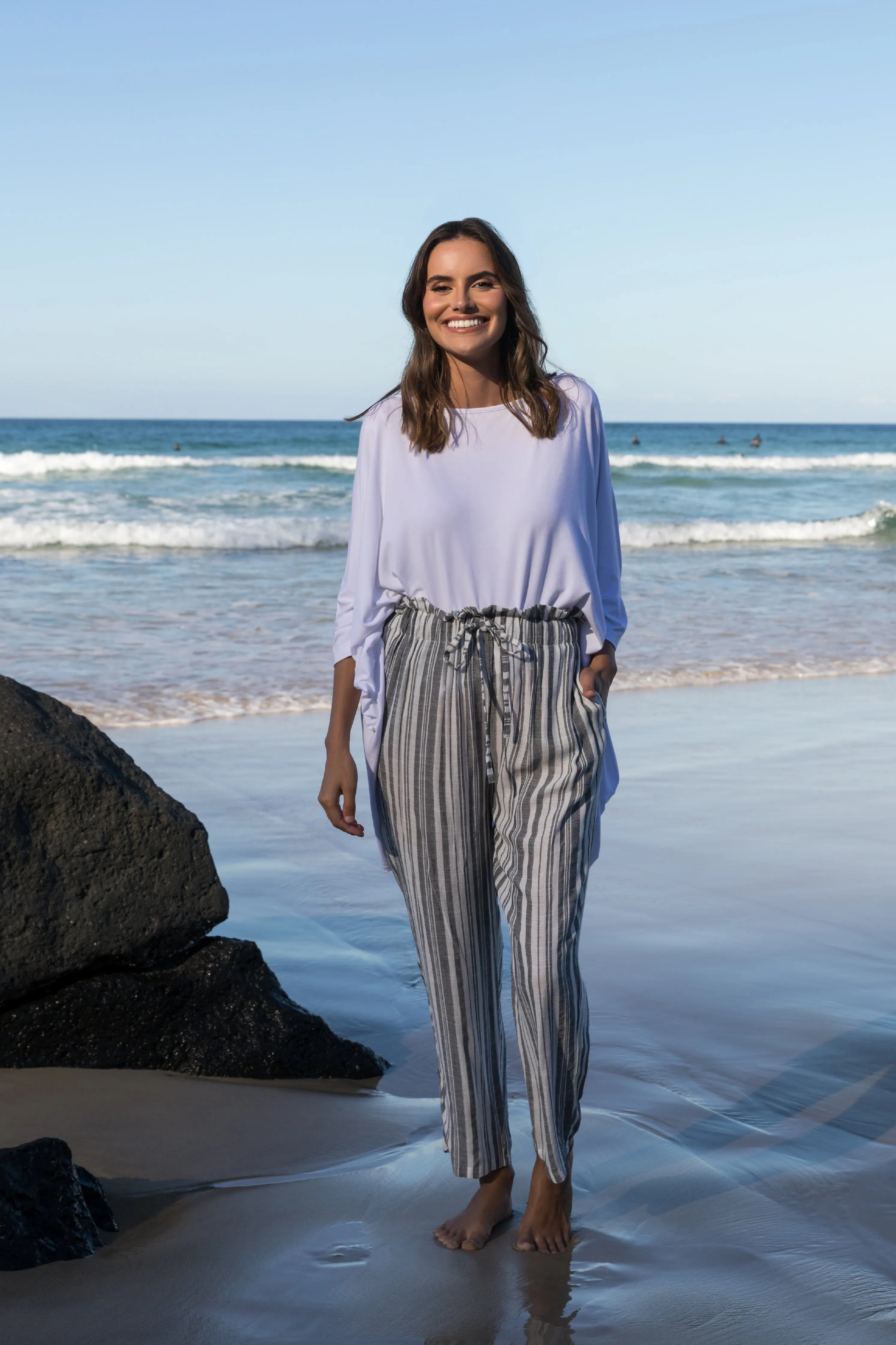 Olivia Pant | Charcoal Stripe | FINAL SALE