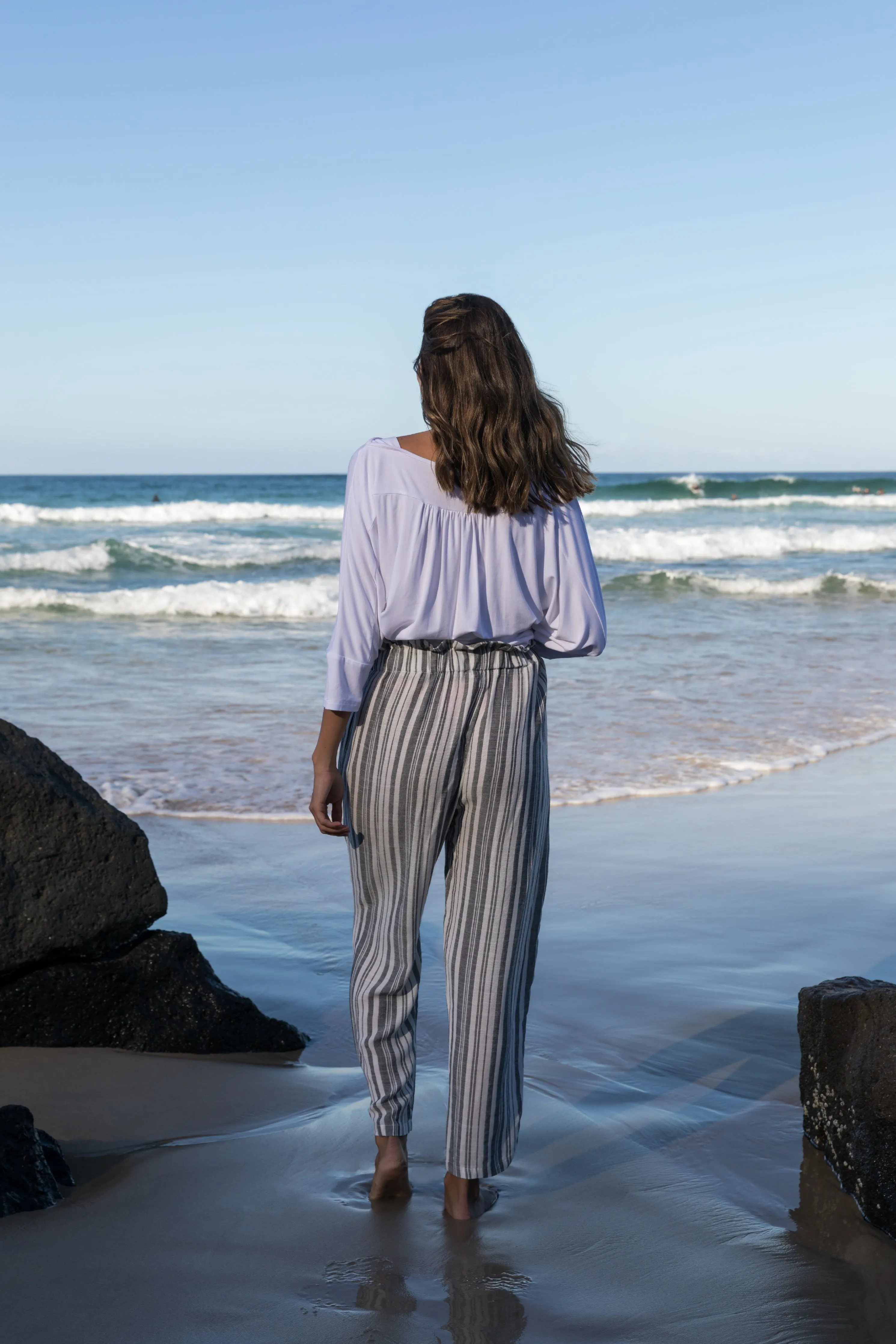 Olivia Pant | Charcoal Stripe | FINAL SALE