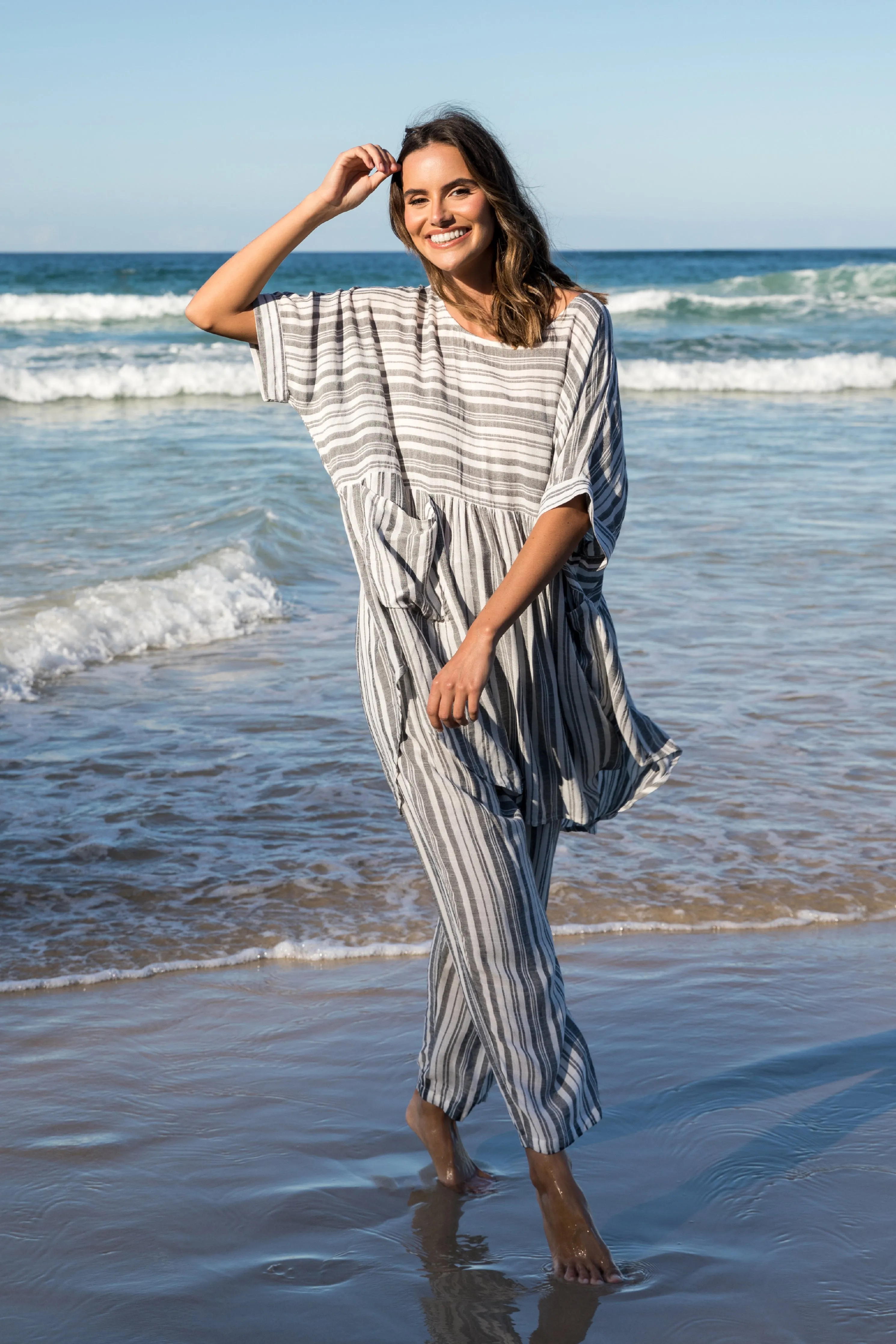 Olivia Pant | Charcoal Stripe | FINAL SALE