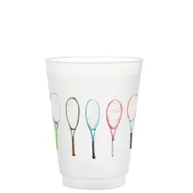 Tennis Rackets Frosted Cups - Set of 6